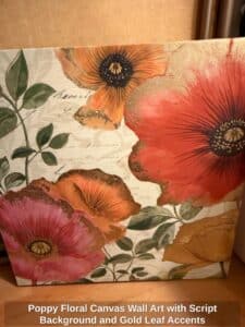 Poppy-Floral-Canvas-Wall-Art-with-Script-Background-and-Gold-Leaf-Accents