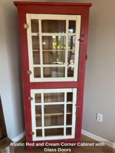 Rustic-Red-and-Cream-Corner-Cabinet-with-Glass-Doors