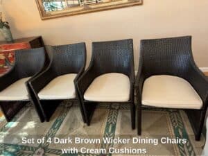 Set-of-Dark-Brown-Wicker-Dining-Chairs-with-Cream-Cushions