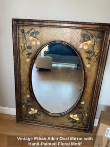 Vintage-Ethan-Allen-Oval-Mirror-with-Hand-Painted-Floral-Motif
