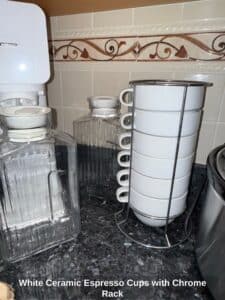 White-Ceramic-Espresso-Cups-with-Chrome-Rack