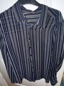 Ann-Taylor-Womens-Striped-Sheer-Button-Up-Blouse