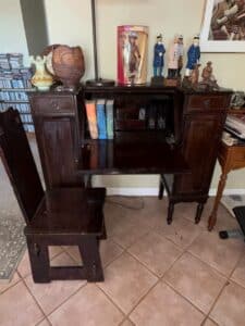 Antique-Drop-Front-Secretary-Desk-with-Matching-Chair