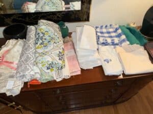 Assorted-Table-Linens-Lot-Gingham-Floral-Damask-and-Paper-Napkins