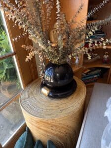 Black-Ceramic-Vase-with-Gold-Accent-CB