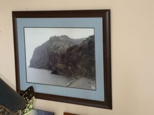 Framed-Photograph-of-Coastal-Village-on-Cliffside-in-Madeira