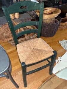 Green-Painted-Ladder-Back-Rush-Seat-Dining-Chair