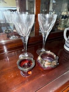 Mikasa-Panache-Crystal-Wine-Glasses-with-Silver-Overlay-Glass-Bowls