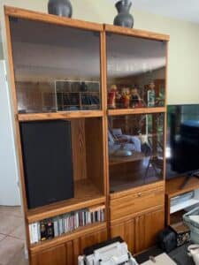 Oak-Entertainment-Center-with-Glass-Doors-and-Storage-Cabinets