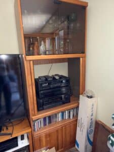 Oak-Entertainment-Center-with-Glass-Doors-and-Storage-Cabinets-third-image