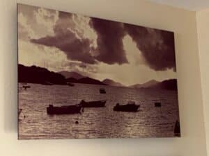 Sepia-Toned-Seascape-with-Boats