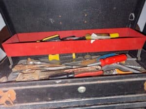 Vintage-Craftsman-Rally-Box-Metal-Toolbox-with-Assorted-Tools-second-image