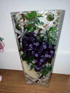 Amia-Studios-Hand-Painted-Stained-Glass-Vase-with-Grapes-Motif