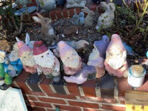 Assorted-Garden-Statuary-Collection-Rabbits-Squirrels-Gnomes-Angels-and-Girl-on-Pedestal-fourth-image