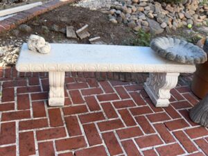 Cast-Stone-Garden-Bench-with-Bird-Bath-Top