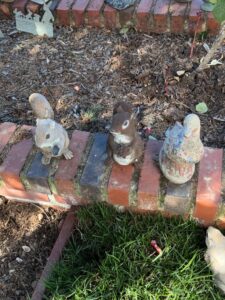 Collection-of-Garden-Figurines-Two-Squirrels-and-One-Bird