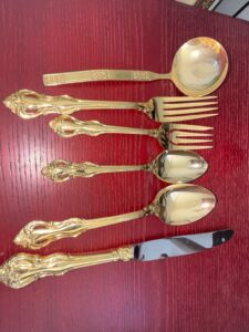Gold-Plated-Flatware-Set-Golden-Michelangelo-Pattern