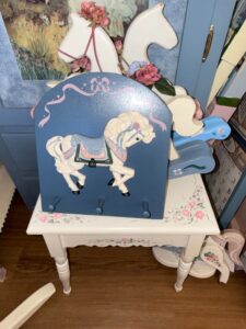 Hand-Painted-Wooden-Rocking-Horse-Shelf-with-Matching-Table