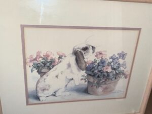 Jodi-Jensen-Lop-Eared-Rabbit-with-Flowers-Watercolor-Painting