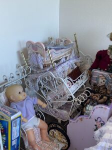Victorian-style-Doll-Pram-with-Doll-and-Nursery-Set-Accents