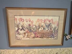 Bunny-and-Tulips-Framed-Print