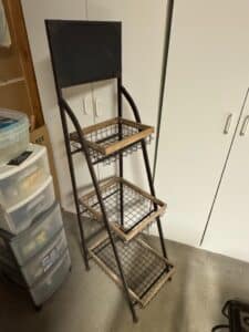 Industrial-Style-Metal-and-Wood-Tiered-Basket-Display-Shelf-with-Chalkboard-Top