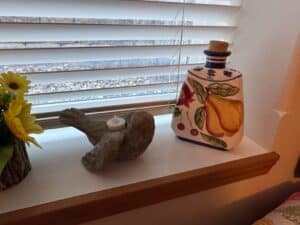 Jay-Import-Company-Ceramic-Bottle-with-Fruit-Motif-and-Carved-Wood-Tealight-Holder