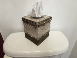 Ornate-Silver-Tone-Metal-Tissue-Box-Cover-with-Frosted-Glass-Panels