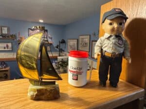 Phillips-Clean-Up-Super-Clean-Gas-Canister-and-Vintage-Sailor-Doll