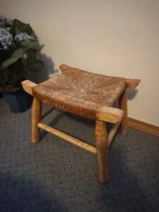 Rustic-Hand-Turned-Ash-Shaker-Style-Footstool-with-Rush-Seat