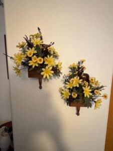 Set-of-Artificial-Daisy-Floral-Arrangements-in-Wooden-Wall-Planters