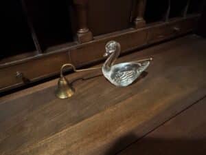 Vintage-Glass-Swan-with-Brass-Candlestick-Holder
