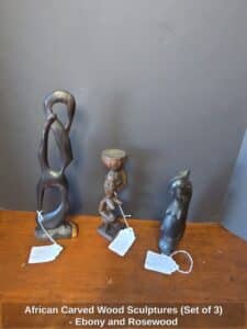 African-Carved-Wood-Sculptures-Set-of-Ebony-and-Rosewood