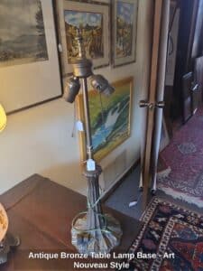 Antique-Bronze-Table-Lamp-Base-Art-Nouveau-Style