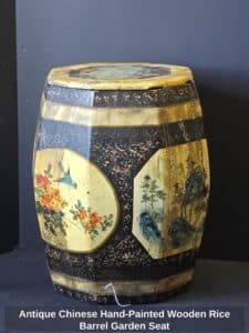 Antique-Chinese-Hand-Painted-Wooden-Rice-Barrel-Garden-Seat
