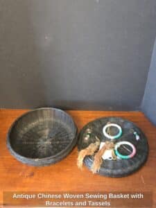 Antique-Chinese-Woven-Sewing-Basket-with-Bracelets-and-Tassels