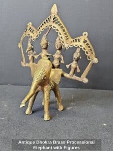 Antique-Dhokra-Brass-Processional-Elephant-with-Figures