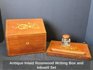 Antique-Inlaid-Rosewood-Writing-Box-and-Inkwell-Set