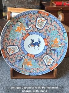 Antique-Japanese-Meiji-Period-Imari-Charger-with-Stand