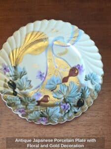 Antique-Japanese-Porcelain-Plate-with-Floral-and-Gold-Decoration