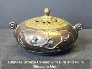 Chinese-Bronze-Censer-with-Bird-and-Plum-Blossom-Motif