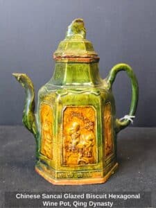 Chinese-Sancai-Glazed-Biscuit-Hexagonal-Wine-Pot-Qing-Dynasty