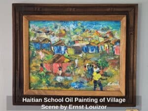 Haitian-School-Oil-Painting-of-Village-Scene-by-Ernst-Louizor