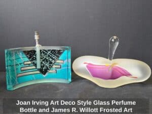 Joan-Irving-Art-Deco-Style-Glass-Perfume-Bottle-and-James-R.-Willott-Frosted-Art-Glass-Perfume-Bottle