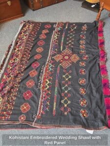 Kohistani-Embroidered-Wedding-Shawl-with-Red-Panel