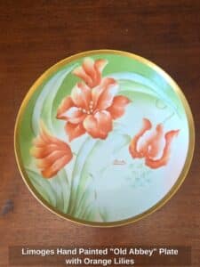 Limoges-Hand-Painted-Old-Abbey-Plate-with-Orange-Lilies