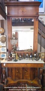 Northern-Italian-Piedmont-Walnut-Carved-Inlaid-Console-Table-with-Mirror