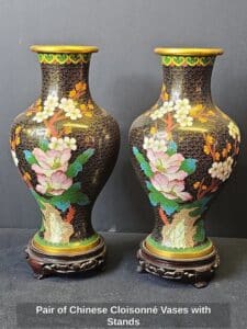 Pair-of-Chinese-Cloisonn-Vases-with-Stands