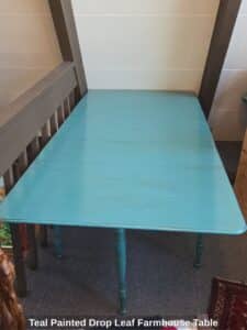 Teal-Painted-Drop-Leaf-Farmhouse-Table