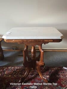 Victorian-Eastlake-Walnut-Marble-Top-Table